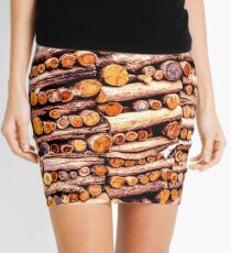 Stack of fire cut firewood cut to small lengths Mini Skirt