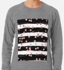 Girly Rose Gold Konfetti schwarz Aquarell Streifen Leichtes Sweatshirt