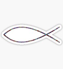 Christian Fish - Multi Coloured Sticker