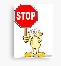Cartoon with stop sign Canvas Print