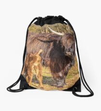 Highland Mother and Calf Drawstring Bag