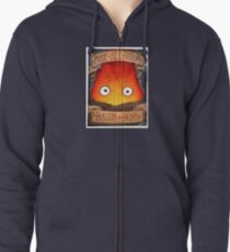 Howl's Moving Castle Illustration - CALCIFER (original) Zipped Hoodie