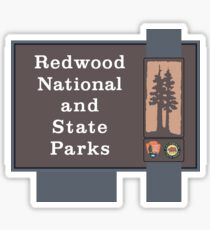 Pegatina Muestra de parques nacionales y estatales de Redwood, California, EE. UU.