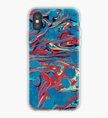 Psychedelic Blue Red Marbled Paper iPhone Case