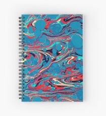 Psychedelic Blue Red Marbled Paper Spiral Notebook