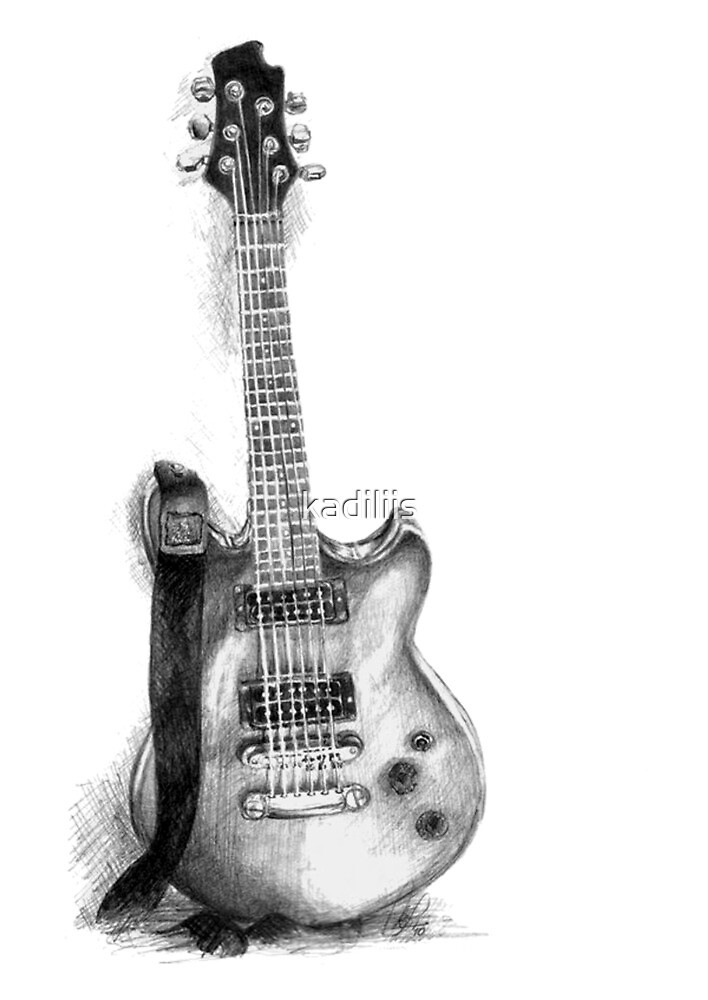 "Electric Guitar Pencil Drawing" by kadiliis Redbubble