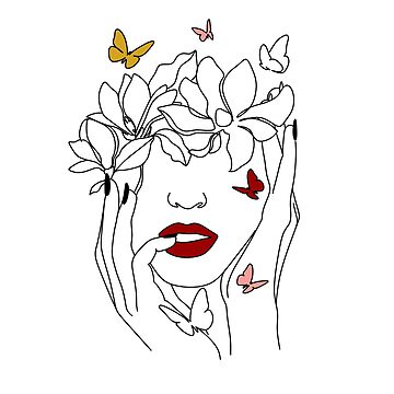 Butterfly Lady ©BEINAN Tang.minimal Woman Line Art,modern Print