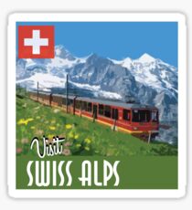 Pegatina Cartel de viaje de la vendimia Alpes suizos
