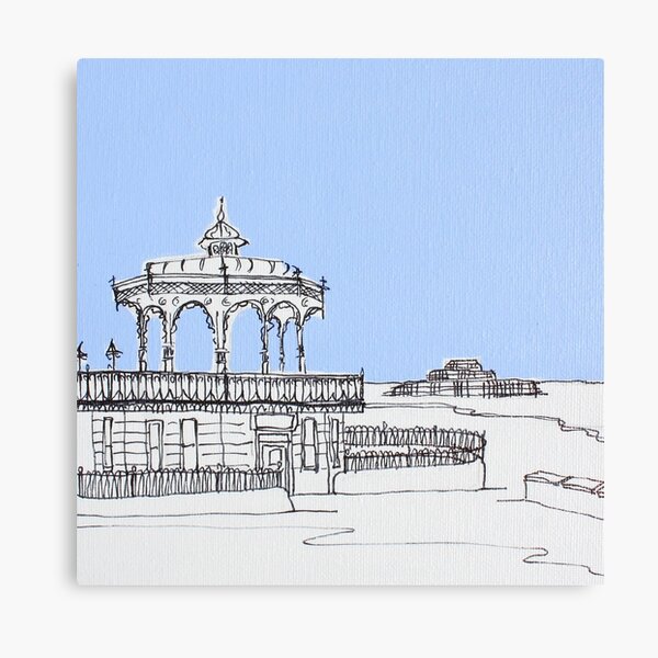 Brighton Bandstand & Pier ( Pale Blue ) Canvas Print