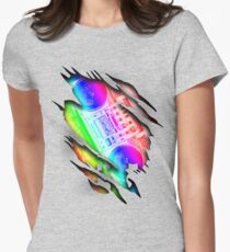 Colorful Retro Boombox Within Design Women's Fitted T-Shirt