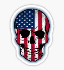 Pegatina Diseño de cráneo de bandera de Estados Unidos Vintage