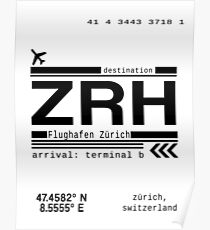 ZRH Zurich Airport Call Letters Print Poster