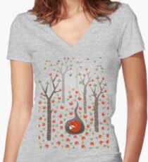Sleeping Fox Women's Fitted V-Neck T-Shirt