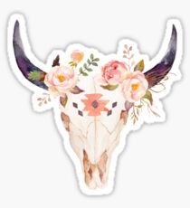Ethnic Flowers Bull Head Sticker