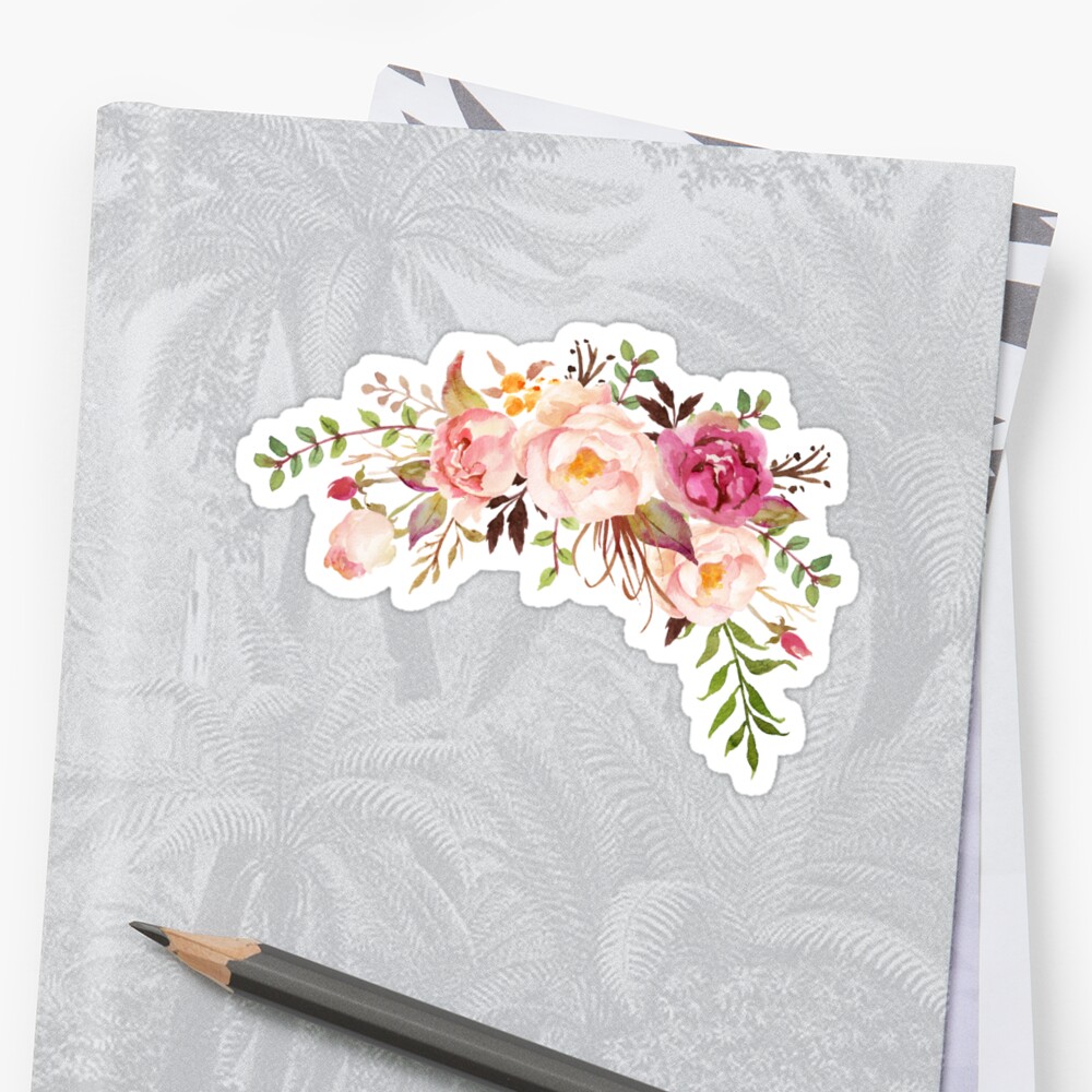 romantic watercolor flower bouquet sticker by