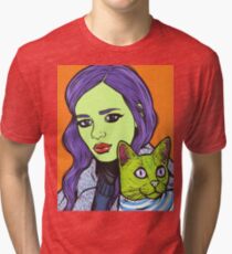 Girl with Cat Tri-blend T-Shirt