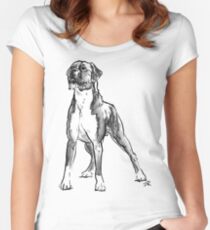 Boxer Dog Drawing Women's Fitted Scoop T-Shirt