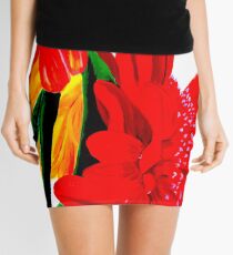 Red Gerber Daisy Mini Skirt