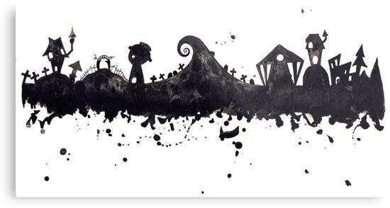 halloween town nightmare before christmas inspired watercolor skyline by tachadesigns - Halloweentown Nightmare Before Christmas halloween town nightmare before christmas inspired watercolor skyline by tachadesigns - Halloweentown Nightmare Before Christmas