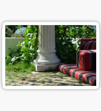 Park arrangement with classical column and comfortable seating pillows. Sticker