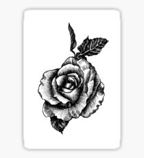black and white tattoo rose drawing Sticker
