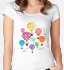 Heißluftballon Tailliertes Rundhals-Shirt