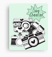 Vintage Rustic Cameras Say Cheese Canvas Print