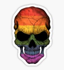 Pegatina Cráneo de la bandera del arco iris del orgullo gay
