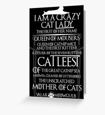 Catleesi- Mother of Cats- White on Black version Greeting Card