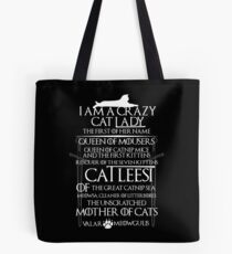 Catleesi- Mother of Cats- White on Black version Tote Bag