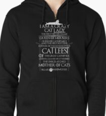 Catleesi- Mother of Cats- White on Black version Zipped Hoodie