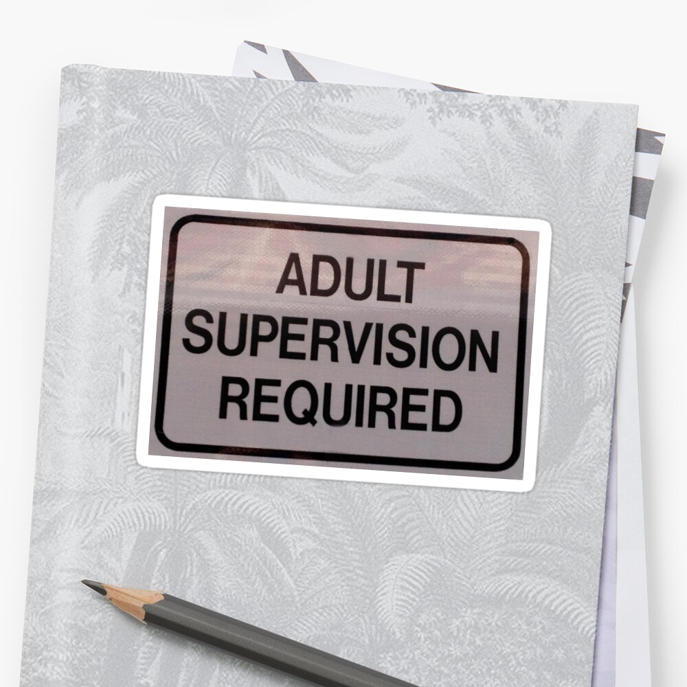 "Adult Supervision Required" Sticker By Kenshots | Redbubble