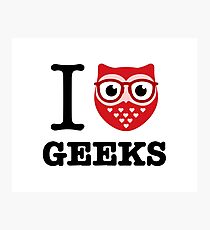 I Owl Geeks (love heart) Photographic Print
