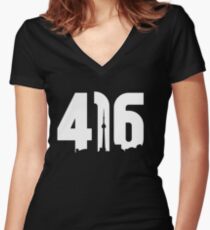 416 logo with Toronto skyline Women's Fitted V-Neck T-Shirt