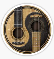 Old and Worn Acoustic Guitars Yin Yang Sticker
