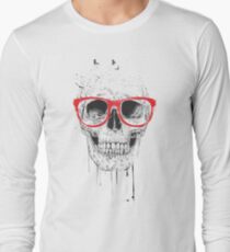 Skull with red glasses Long Sleeve T-Shirt