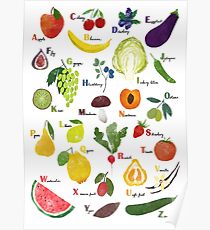English alphabet with fruit and vegetables Poster