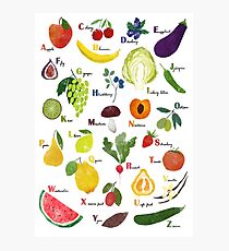English alphabet with fruit and vegetables Photographic Print