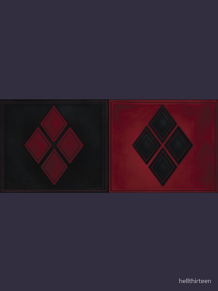 Patchwork Red & Black Leder Effekt Motley mit Diamant Patches 4 von hellthirteen