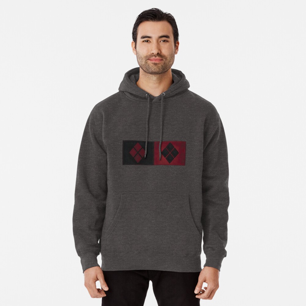 Patchwork Red & Black Leder Effekt Motley mit Diamant Patches 4 Hoodie