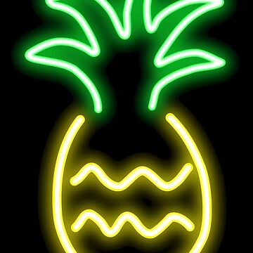 Artwork thumbnail, Neon pineapple - black BG by reIntegration