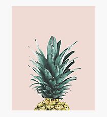 Pineapple on pink, Pineapple top, Minimal Photographic Print