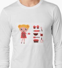 Retro baking girl - Vector cartoon Illustration Long Sleeve T-Shirt