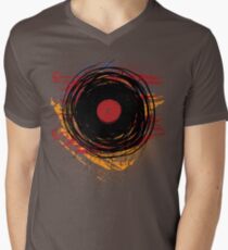 Vinyl Record Retro Grunge with Paint and Scratches - Music DJ! Men's V-Neck T-Shirt