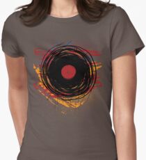 Vinyl Record Retro Grunge with Paint and Scratches - Music DJ! Women's Fitted T-Shirt