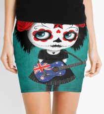 Sugar Skull Girl Playing Australian Flag Guitar Mini Skirt