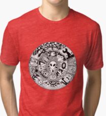 Alien Mandala Black and White Tri-blend T-Shirt