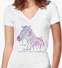 I Love A Zebra (EDS Awareness) Women's Fitted V-Neck T-Shirt
