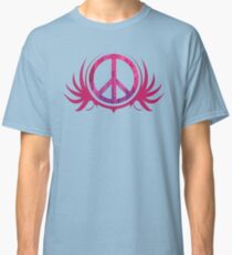 Peace Sign with Grunge Texture and Wings Classic T-Shirt
