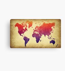 World Map Watercolor Grunge Canvas Print